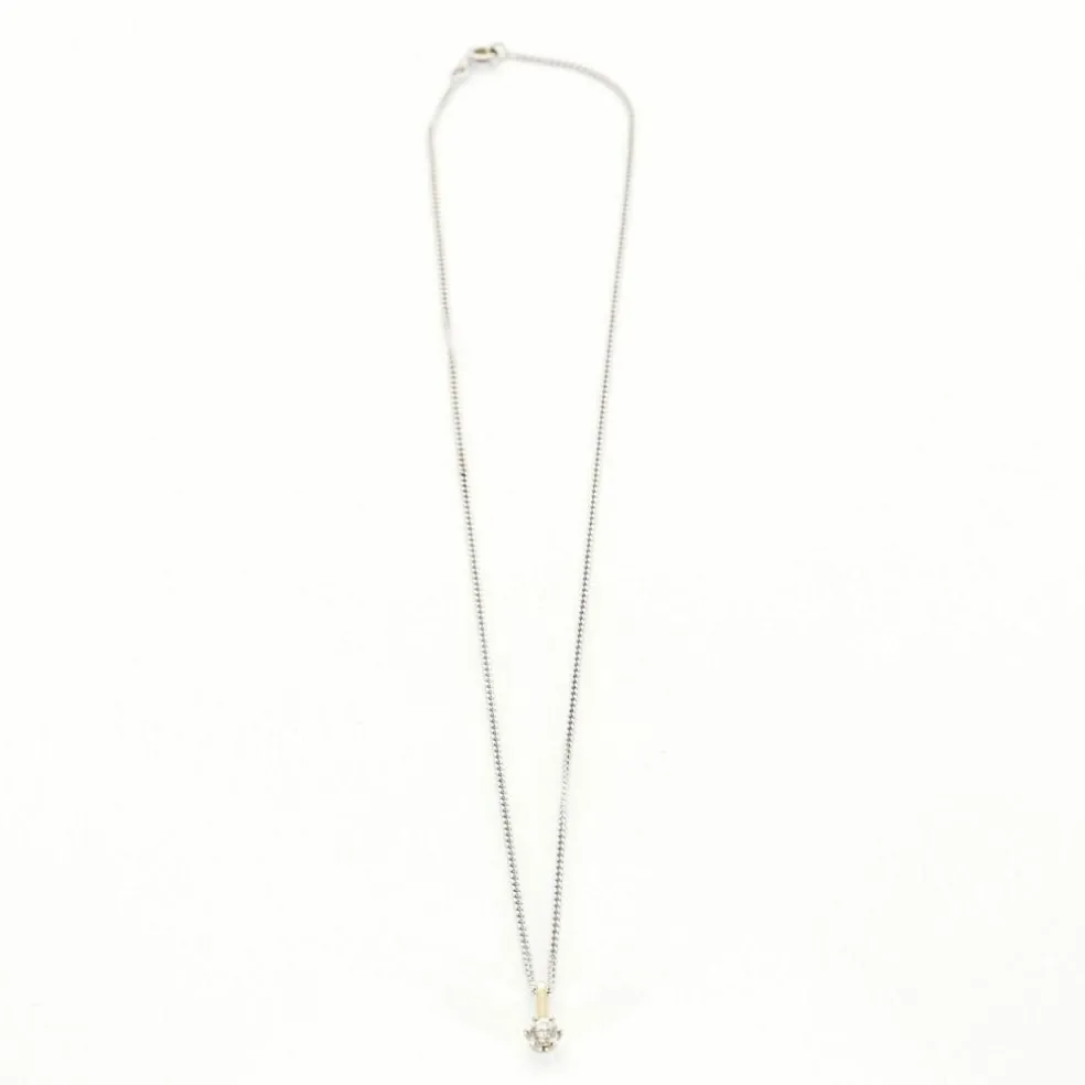 Collier solitaire or blanc et diamant