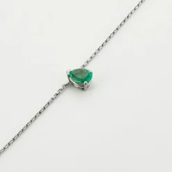 Collier solitaire Or blanc Emeraude