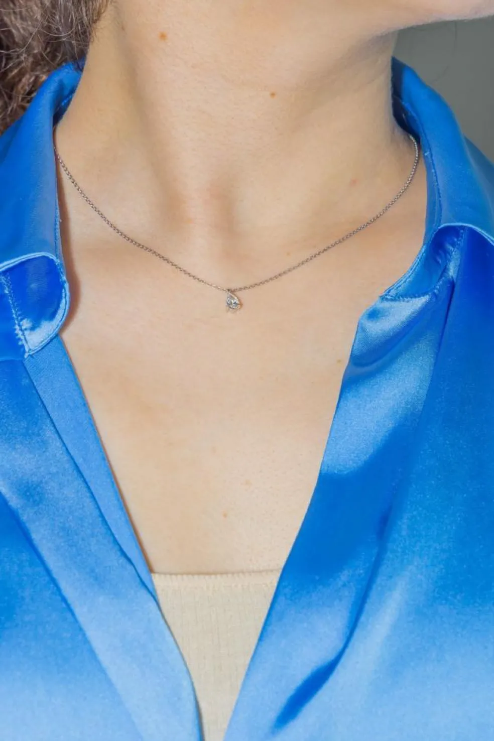 Collier Solitaire Or blanc Diamant