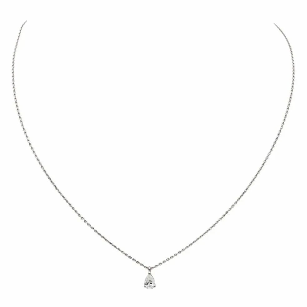 Collier Solitaire Or blanc Diamant