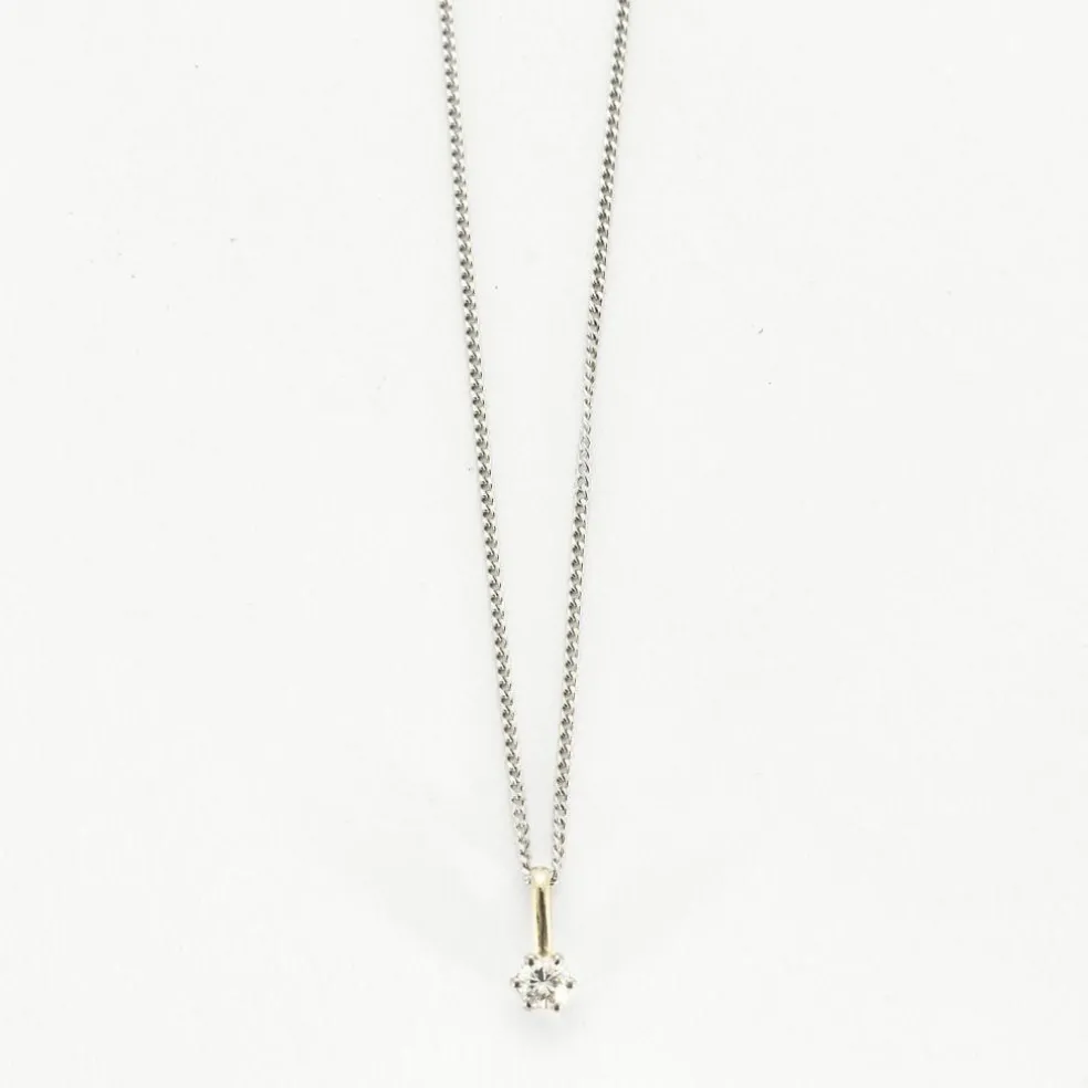 Collier solitaire or blanc et diamant