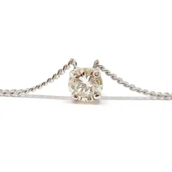 Collier solitaire or blanc diamant