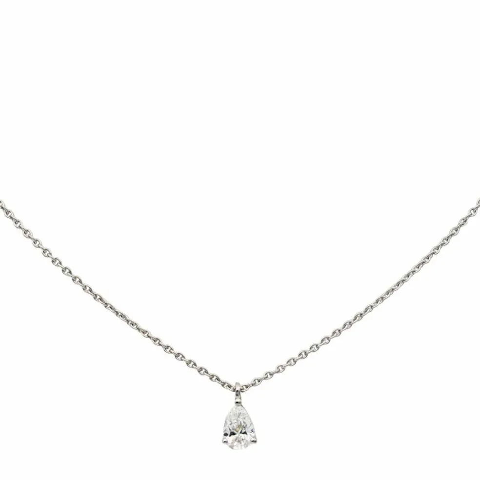 Collier Solitaire Or blanc Diamant
