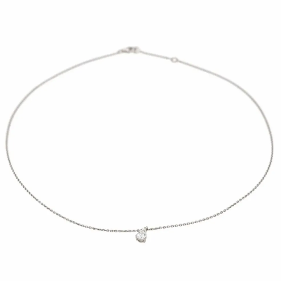 Collier Solitaire Or blanc Diamant