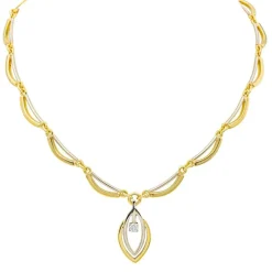 Collier Solitaire Or jaune, Or blanc Diamant