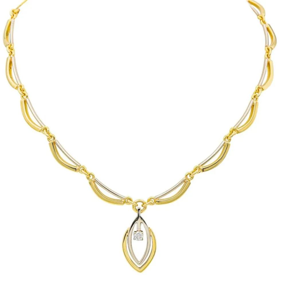 Collier Solitaire Or jaune, Or blanc Diamant