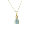 Collier solitaire or jaune topaze bleue