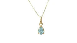 Collier solitaire or jaune topaze bleue