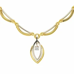 Collier Solitaire Or jaune, Or blanc Diamant