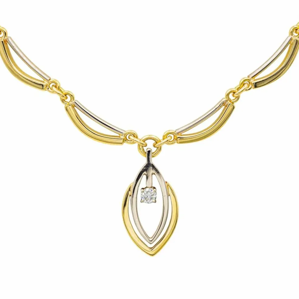Collier Solitaire Or jaune, Or blanc Diamant