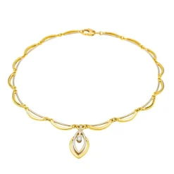 Collier Solitaire Or jaune, Or blanc Diamant
