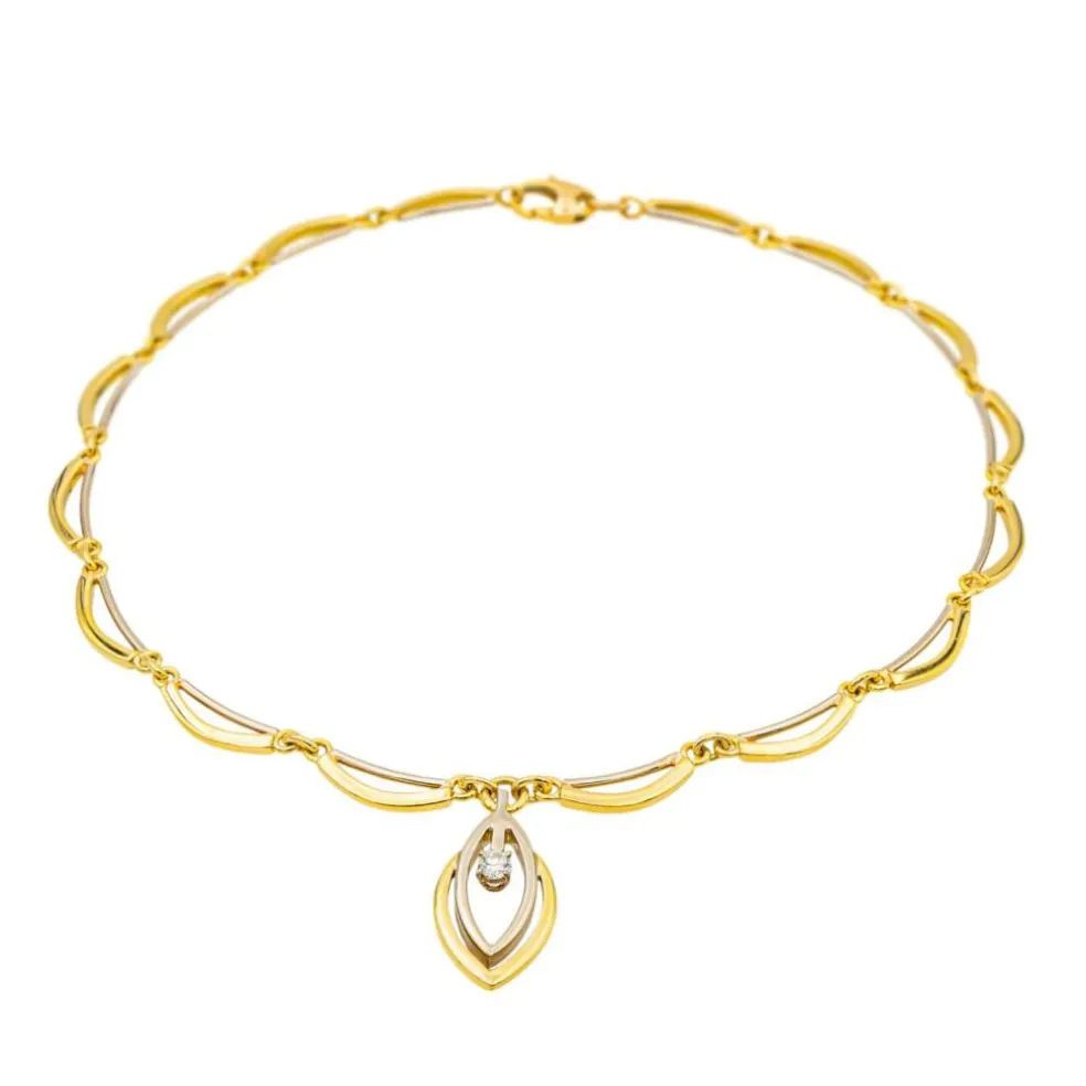 Collier Solitaire Or jaune, Or blanc Diamant