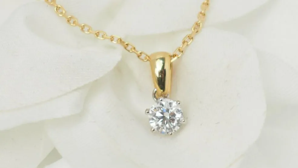 Collier solitaire Or jaune Diamant