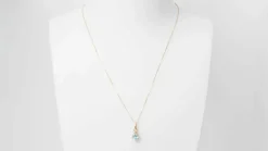 Collier solitaire or jaune topaze bleue
