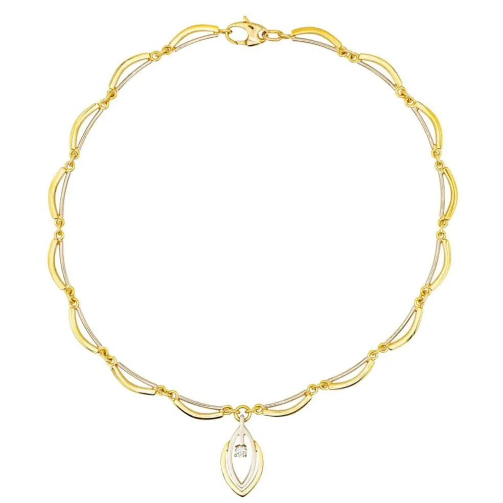 Collier Solitaire Or jaune, Or blanc Diamant