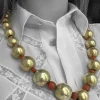 Collier sphères Or Corail