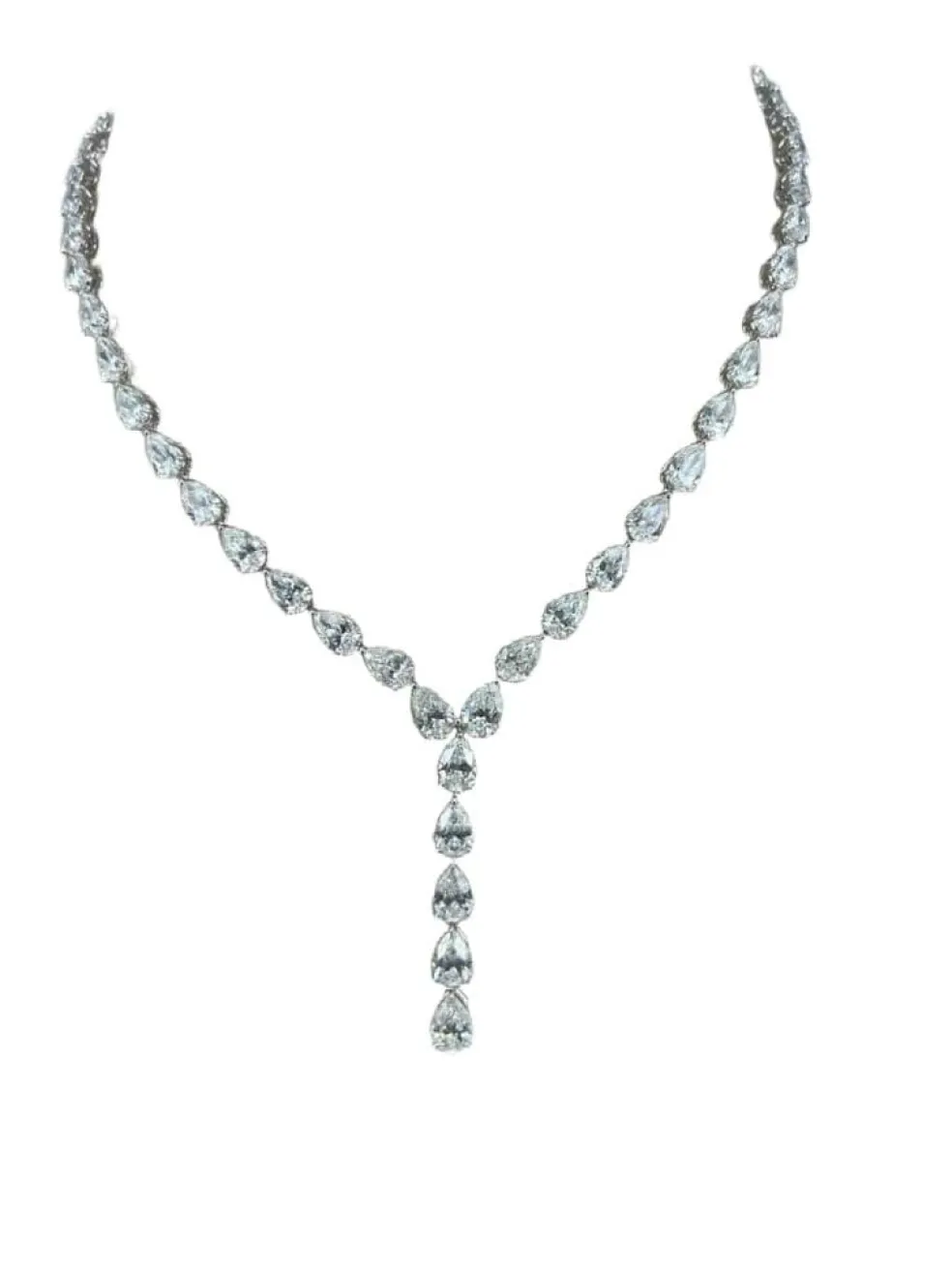 Collier tennis haut de gamme en diamants en forme de poire Rivière certifié GIA