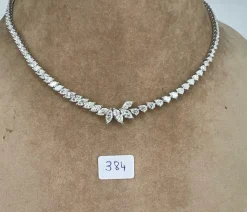 Collier tennis marquises et poires or blanc