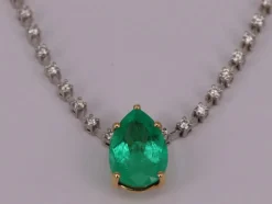 Collier Tennis émeraude et diamants