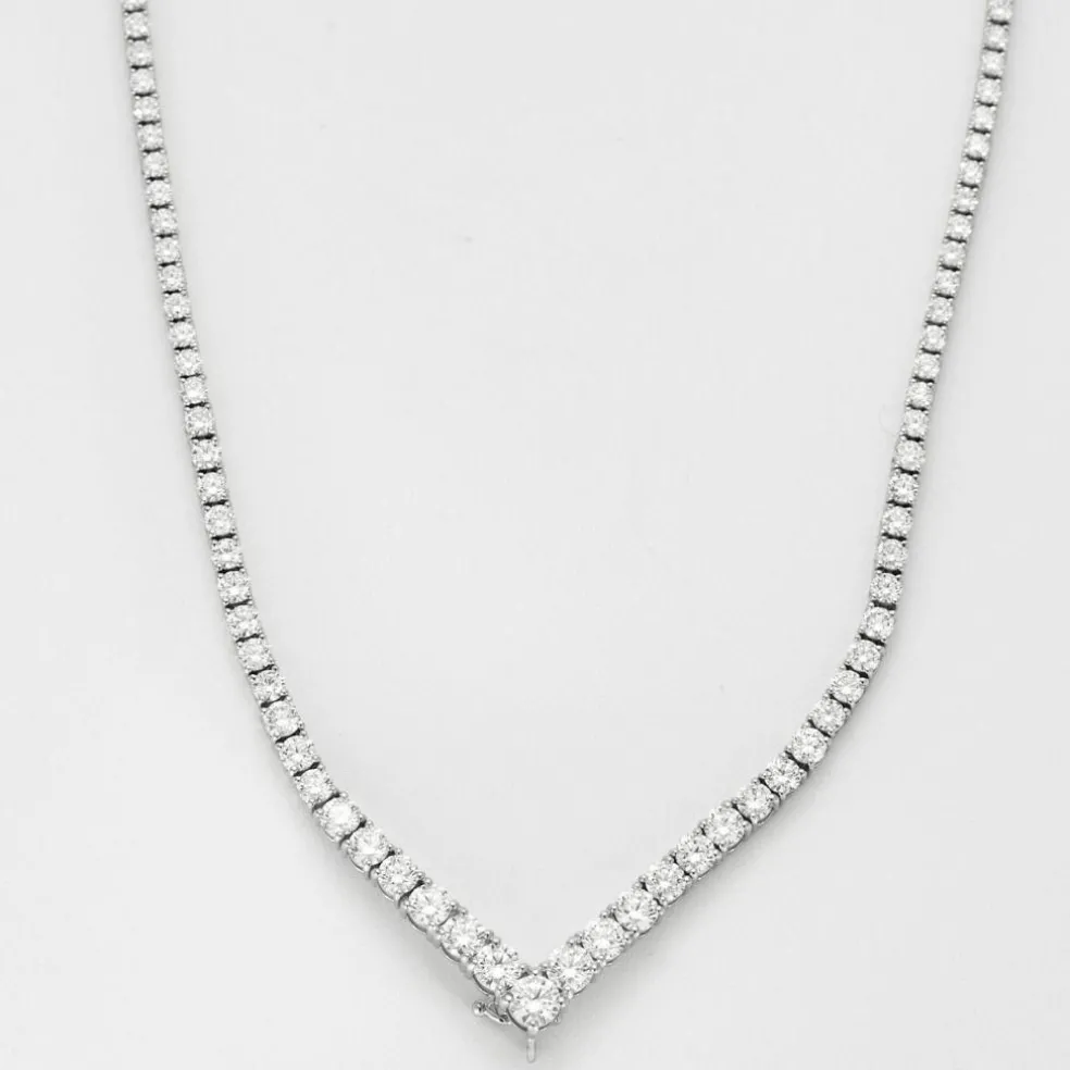 Collier Tennis or blanc et diamants