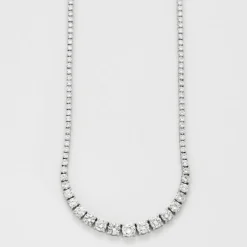 Collier tennis or blanc et diamants