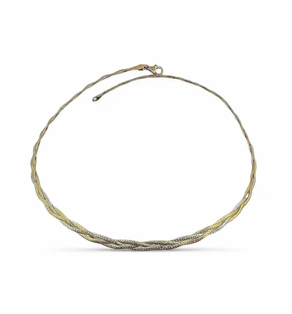 Collier tressé 2 ors semi rigide et flexible