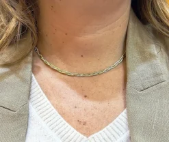 Collier tressé 2 ors semi rigide et flexible