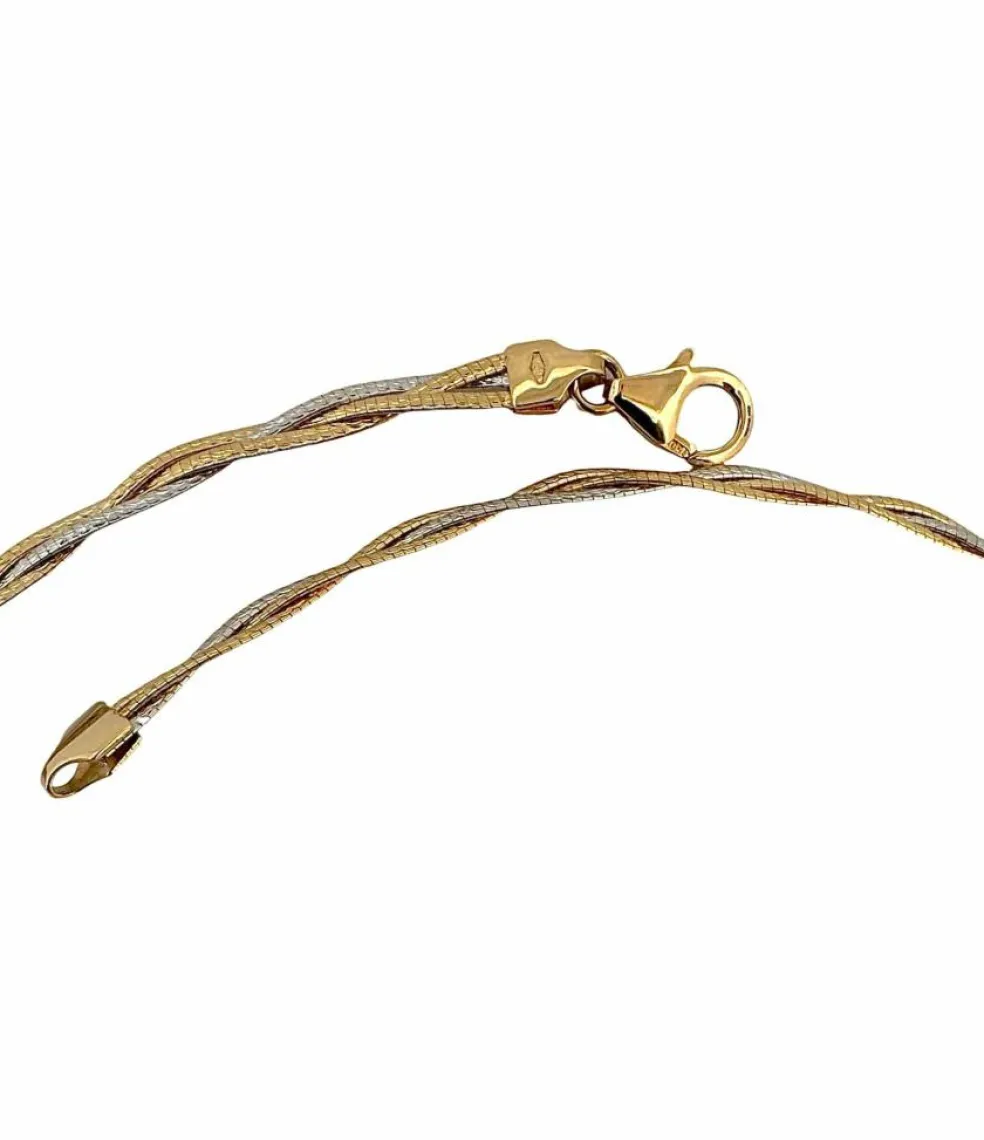 Collier tressé 2 ors semi rigide et flexible