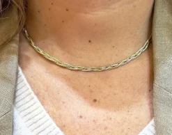 Collier tressé 2 ors semi rigide et flexible