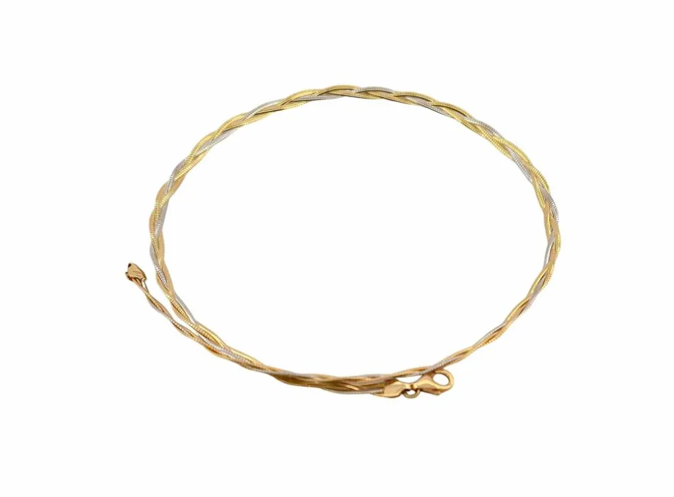 Collier tressé 2 ors semi rigide et flexible