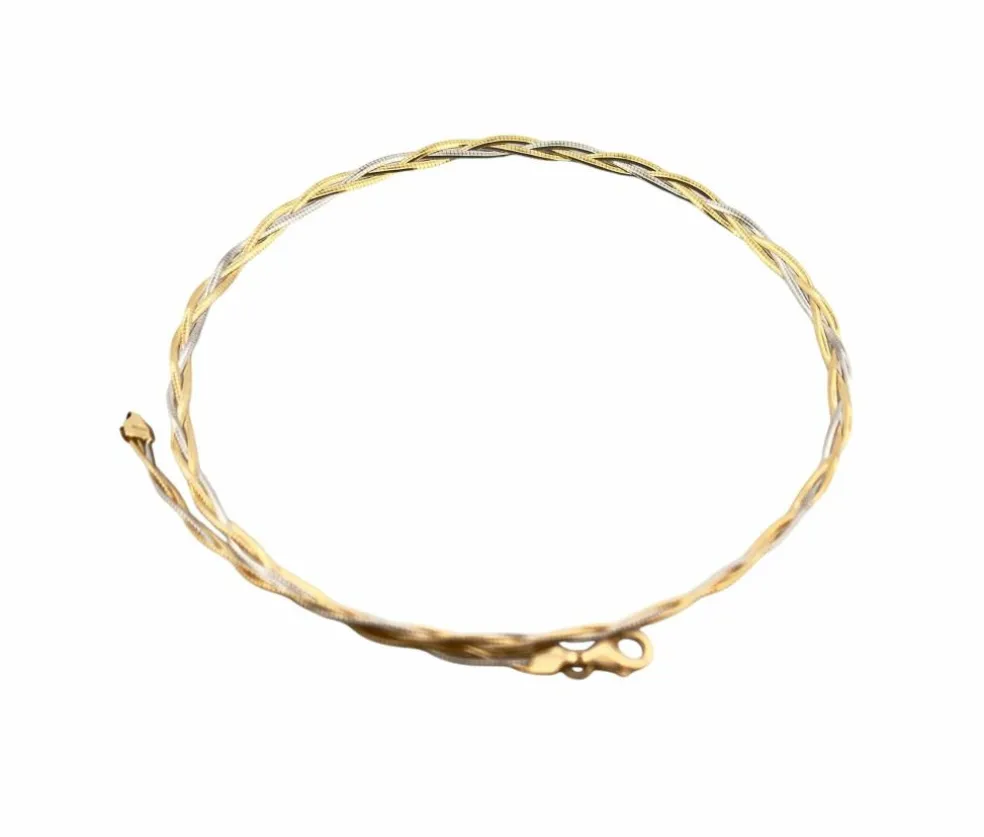 Collier tressé 2 ors semi rigide et flexible