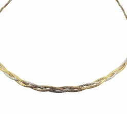 Collier tressé 2 ors semi rigide et flexible