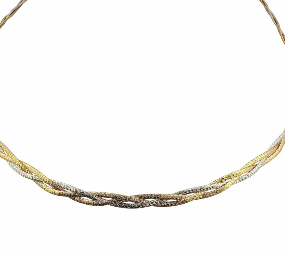 Collier tressé 2 ors semi rigide et flexible