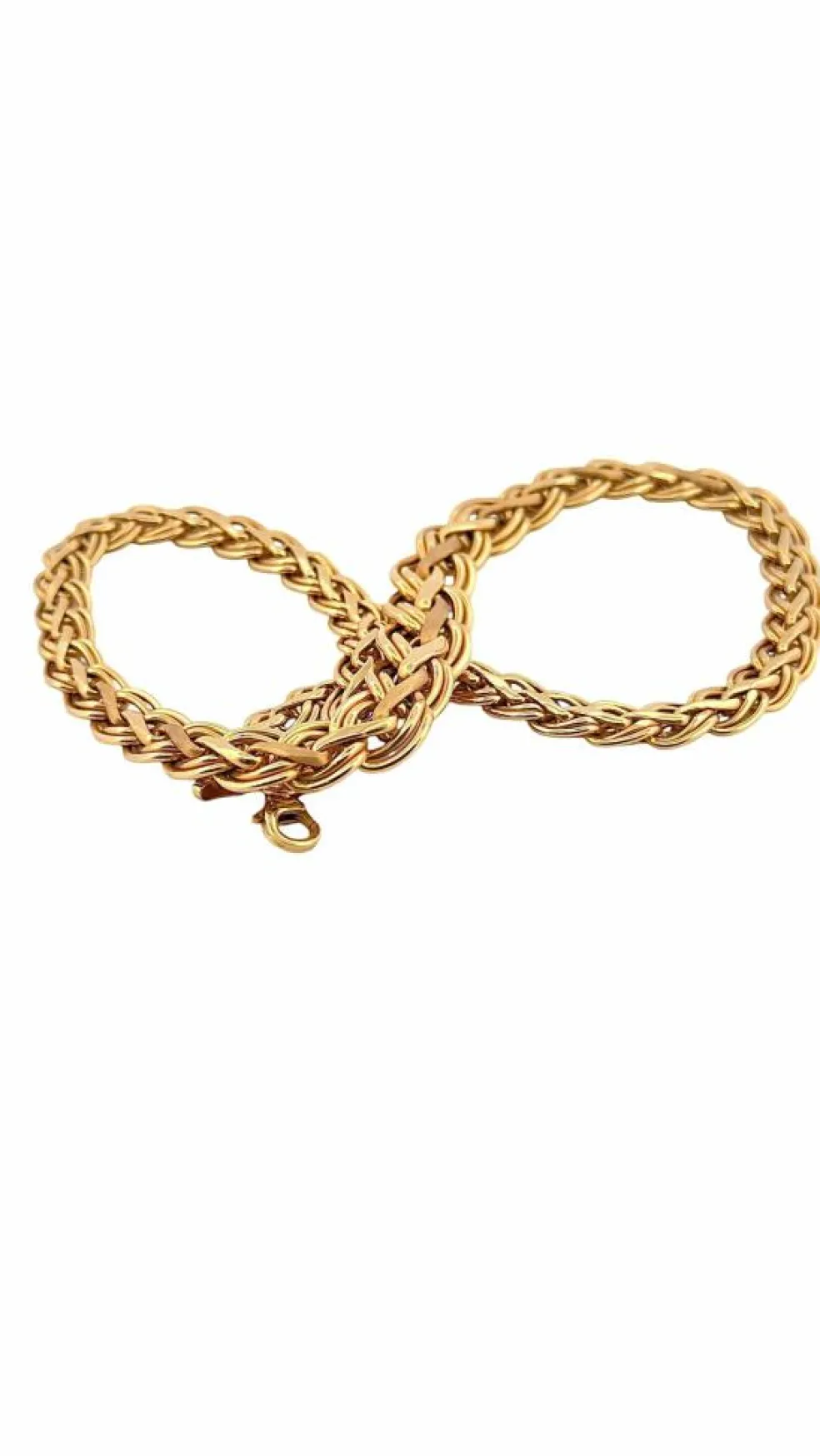 Collier tressé en chute or jaune 18 carats