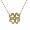 Collier trèfle à 4 cœurs en or jaune 18 carats et diamants