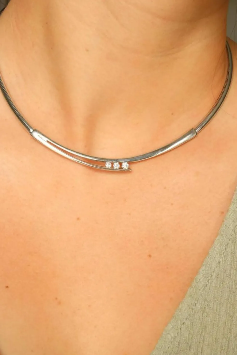 Collier Trilogie Or blanc Diamant