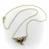 Collier victorien en or jaune avec ailes d'ange et perles de rocaille
