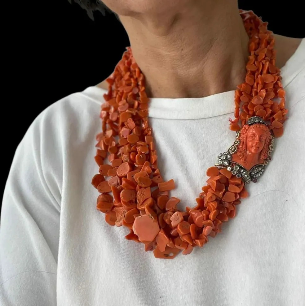 Collier victorien multi-rangs en corail Sciacca