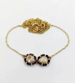 Collier victorien or et argent, diamant taille rose sertis sur paillon (circa 1850)