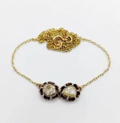 Collier victorien or et argent, diamant taille rose sertis sur paillon (circa 1850)