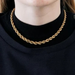 Collier Vintage Chaine Corde Dégradé Or Jaune 18K