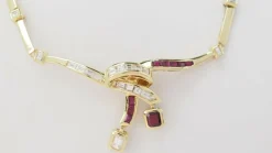Collier vintage diamants et rubis