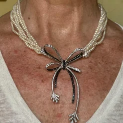 Collier vintage diamants et perles