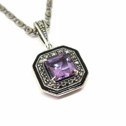 Collier vintage en Argent & améthyste