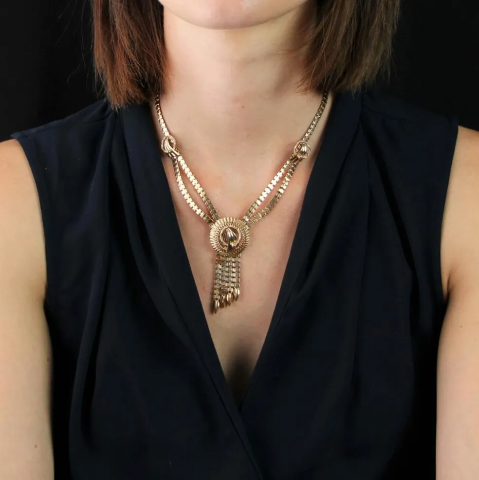 Collier vintage en or à maille pliée