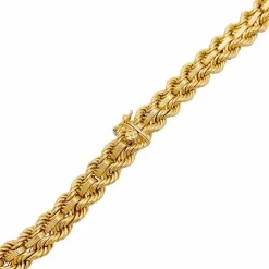 Collier vintage maille corde en or jaune.