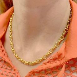 Collier vintage maille marine en or jaune.