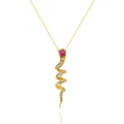 Collier Vintage Nyoka* Rubis Diamants et Or
