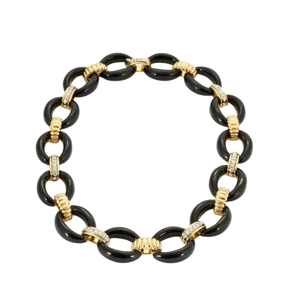 Collier Vintage Or & Onyx