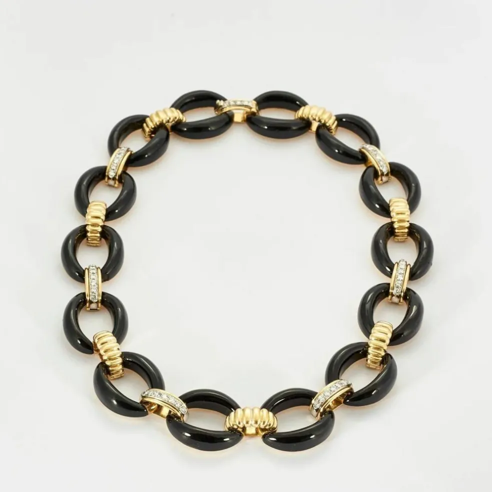 Collier Vintage Or & Onyx